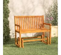 Weilusique Banc à bascule de jardin 110 cm en bois d'acacia massif avec accoudoirs et dossier, résistant aux intempéries, pour terrasse, balcon et jardin avant, banc d'extérieur pour des heures de