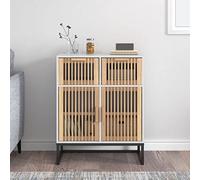 Weilusique Buffet blanc 60 x 30 x 75 cm en bois avec pieds en fer, tiroir, porte, espace de rangement, armoire de rangement et armoire multifonction pour salon, bureau, cuisine et couloir