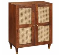 Weilusique Buffet en bois massif de mangue, marron, 60 x 33 x 75 cm, avec 2 compartiments, espace de rangement, armoire d'appoint pour salon, bureau, couloir, cuisine comme buffet fonctionnel