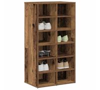 Weilusique Étagère à chaussures, aspect bois vieilli, 54 x 34 x 100,5 cm, étroite, avec 12 compartiments, étagère à chaussures, organiseur pour couloir, couloir, chambre à coucher, peu encombrant et