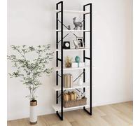 Weilusique Étagère haute blanche 80 x 30 x 210 cm en pin massif avec 6 étagères, bibliothèque polyvalente pour salon, bureau, rangement, séparateur de pièce, décoration