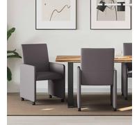 Weilusique Lot de 2 chaises de salle à manger avec roulettes - Gris - 57 x 66 x 94 cm - Ergonomiques - Rembourrage confortable - Aspect cuir synthétique moderne - Utilisation flexible - Cadre stable