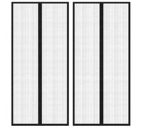 Weilusique Lot de 2 moustiquaires magnétiques de porte - Noir - 210 x 90 cm - En polyester - Avec bande et clou - Pour porte de balcon, porte de terrasse, fenêtre, fermeture rapide