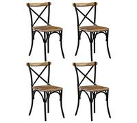Weilusique Lot de 4 chaises de salle à manger noires en bois de manguier massif avec structure en métal, design rétro, confortables, pour cuisine, salon, bureau, restauration, ergonomiques, empilables