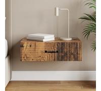 Weilusique Table d'appoint murale en bois vieilli, 59 x 34,5 x 17 cm, avec tiroir, espace de rangement pour salon, couloir, bureau, armoire d'appoint polyvalente, design moderne