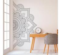 WEIMEIJIE Demi-mandala sticker mural chambre tête de lit vinyle appliqué moderne décoration intérieure amovible auto-adhésif fresque 113x57 cm