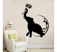 WEIMEIJIE Stickers muraux en vinyle Éléphant Lotus Lune Bouddhiste Décoration intérieure Salon Chambre Art mural