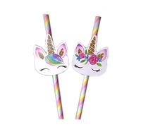 Weiqiao® 40pcs Pailles en papier Simuer Pailles jetables biologique Licorne Pailles pour Anniversaire Fête Douche Bébé Fête Mariage