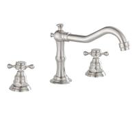 Weirun Robinet mitigeur de lavabo à deux poignées vintage avec 3 trous, montage sur platine, 8 pouces, 2 poignées, 3 trous, robinet de baignoire en nickel brossé