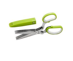 Weis 15915 Cisaille Fines Herbes avec Protection de la Lame Acier Inoxydable/Plastique Argent/Vert 19 x 5 x 2 cm