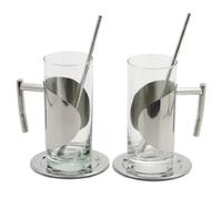 Weis 17072 Lot de 2 verres à café glacé avec support en acier inoxydable