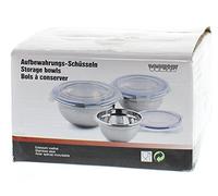 Weis 23133 Set de 3 Bol de Cuisine Acier Inoxydable Argent/Transparent 16 x 16 x 9 cm