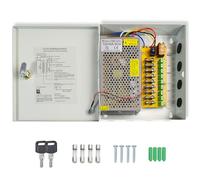 Weishuo Alimentation 12V 10A 9 Canaux, 120W Boîtier d'alimentation CCTV, Alimentation Stabilisée pour Caméra de Surveillance/Boîte Lumineuse/Équipements Industriels, Boîtier Métallique Verrouillé