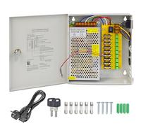 Weishuo Boitier Alimentation CCTV 12V 10A DC 120W Sortie 9 Canaux Prise CA Bloc Alimentation pour Camera Surveillance, DVR, LED