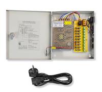 Weishuo Boitier Alimentation CCTV 12V 5A DC 60W Sortie 9 Canaux Prise CA Bloc Alimentation pour Camera Surveillance, DVR, LED