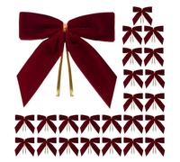 WEITING Petits Nœuds De Noël en Velours - 24 Pièces De Petits Ornements pour Sapin en Velours Rouge,Nœuds d'emballage et Lien pour Guirlande Décorative | pour Intérieur Extérieur Maison Fête Mariage
