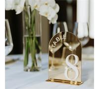 WEITINGKKK Numéros de table miroir en acrylique doré | Multicolore, 10/15/20 pièces, 12 x 17 cm for table de mariage et d'événement.(TABLE 1-15)
