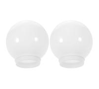 WEKAMOS Abat-jour Globe en Acrylique Blanc Laiteux 15 Cm Diamètre, Lot de 2, Abat-jour Léger pour Lampe d'extérieur Jardin, Couvercle de Lampe Remplacement Filetage 8 Cm