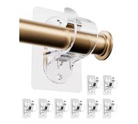 WEKIWGOT Support de Tringle à Rideaux sans Percage, Fixation Autocollante Forte pour Salle de Bain, Cuisine, Salon, Commode Chambre (Transparent 8 Pièces)