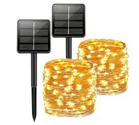 Wekrigh Guirlande Solaire Exterieur 2 x 12M 100LED 8 Mode IP65 Étanche | Guirlande Lumineuse Exterieure Solaire Fil de Cuivre, Lumière Solaire pour Jardin Terrasse Balcon Décoration Blanc Chaud