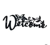 Welcome Papillon Décoration Murale en Métal, Noir Tenture Décor Silhouette Mur Art pour la Maison Chambre Salon Salle de Bains Cu