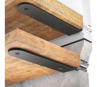 WELDUN Lot de 2 supports d'étagère flottants de 25 cm, supports en L en métal robuste pour étagères, support mural, noir