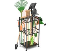 WELDUN Organisateur d'outils de jardin, étagère de garage, support à outils de jardin pour 35 outils à long manche, gestion de garage avec crochet pour abri de jardin, balai, serpillère, râteau, pelle