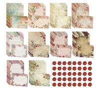 Welhammsae 160 Pièces Papier à Lettres avec Enveloppe, 50 Feuilles de Papier à Lettres avec 50 Enveloppes, Ensemble D'enveloppe Florales Vintage pour Saint Valentin, Invitation, Cartes de VœUx