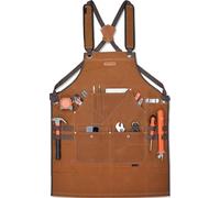 WELKINLAND Tablier à outils à 16 poches, tablier de travail du bois en toile cirée, tablier de soudure robuste, tablier de charpentier entièrement réglable, tablier de menuisier 86,4 x 68,6 cm,
