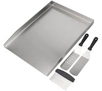 WELL GRILL Plaque de cuisson en acier inoxydable, spatule et grattoir pour Napoléon Rogue et la plupart des barbecues à gaz, barbecue au charbon de bois, plaque de cuisson universelle, 45 x 30 cm