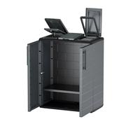 Well Home Armoire de demi-hauteur 68 x 37 x 84 cm en polypropylène recyclable, avec charnières en acier, étagère et 3 couvercles avec anneaux pour sacs