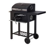 WELL HOME - Barbecue à charbon noir avec double grille et table d'appoint H.96cm