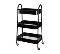 Well Home Chariot de Cuisine Noir avec 3 paniers et roulettes H.79,5 cm