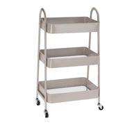Well Home Chariot de cuisine roulant de couleur Taupe avec 3 paniers et roues 44x31.5x79.5cm