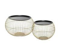 Well Home Ensemble de 2 Tables d'appoint Glamour en métal doré et Noir