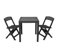 WELL HOME - Ensemble de jardin table + 2 chaises 'Poker' anthracite