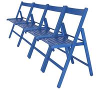 WELL HOME FURNITURE & DECORATION - Pack 4 Chaises BAS en hêtre finition bleue