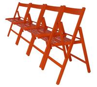 WELL HOME FURNITURE & DECORATION - Pack 4 Chaises BAS en hêtre finition rouge