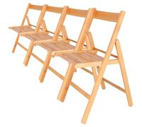 WELL HOME FURNITURE & DECORATION - Pack de 4 chaises BAS en bois de hêtre, finition huilée