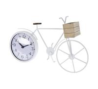 Well Home Horloge de Bureau Design vélo en métal Blanc 33,5 x 8 x 23,5 cm