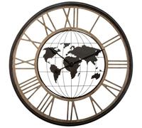 Well Home - Horloge mécanique métallique Carte du Monde