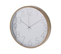 Well Home Horloge Murale Moderne avec Bord Aspect Bois - Cadran Blanc et Aiguilles Fines Ø30,5 cm
