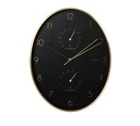 Well Home Horloge Murale Moderne avec thermomètre et hygromètre à Bord doré 34,5 x 27,1 cm