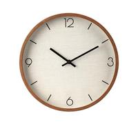 Well Home Horloge Murale Vintage Aspect Bois avec Cadran en Tissu Beige Ø30 cm