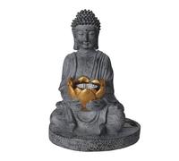 Well Home - Lampe Solaire de Bouddha en polystone Finition Or oxydé Ø17 x 25 cm