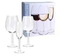 Well Home Lot de 18 verres à vin et champagne