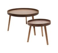 Well Home Lot de 2 Tables d'appoint Rondes à Trois Pieds en Noyer foncé Ø60 cm et Ø38 cm