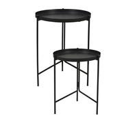 Well Home Lot de 2 Tables d'appoint Rondes en métal Noir Ø31 Ø36 cm