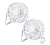 Well Home Lot de 2 ventilateurs de table USB Ø14,5 x 11,5 cm Blanc mat