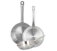 Well Home Lot de 3 poêles Ø 20 Ø 24 Ø 28 cm en acier inoxydable, adaptées pour l'induction et sans antiadhésif